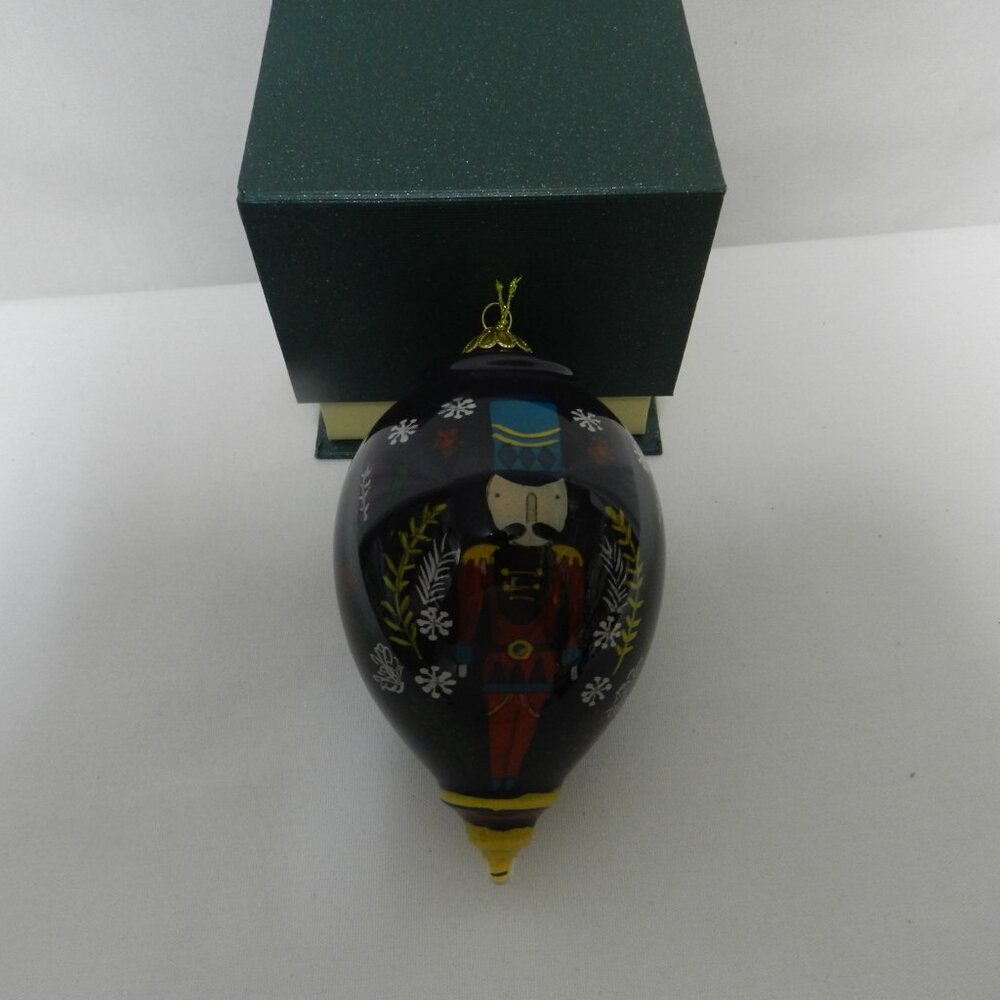 Nutcracker Christmas Tear Drop Glass Ornament Li Bien Hand painted 2019 w/ Box